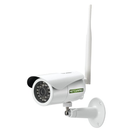 NetCamPro NCP2475e, Free Cloud Recording, Wireless Outdoor Security Camera, 1080p, Includes 16 GB Local Storage, IR Night Vision, Free Live View App, Power over Ethernet, IP66
