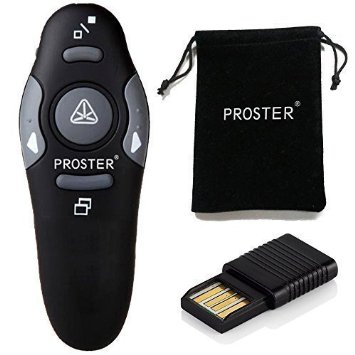 Wireless Presenter Proster 24GHz USB PowerPoint Clicker PPT Presentation Remote Control Pen with Carrying Bag for Windows Vista Mac OS Linux