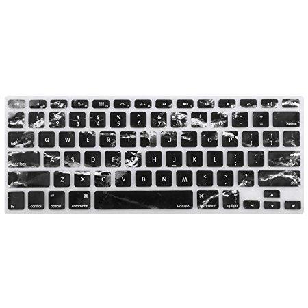 Mosiso Keyboard Cover with Pattern for MacBook Pro 13 Inch, 15 Inch (with or without Retina Display, 2015 or Older Version) MacBook Air 13 Inch, Black Marble