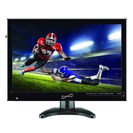 SuperSonic SC-2814 Portable Digital LED TV 14" with, USB, SD, and HDMI Input: Built-in Rechargeable Lithium Ion Battery and FM Radio with Included Stand