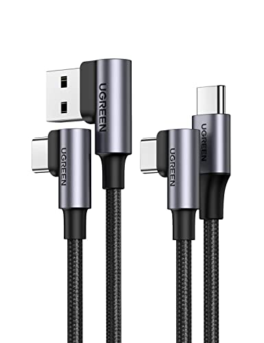 UGREEN USB-C Ladekabel Winkel (2 Stück 0.5M 2M) 60W USB-C auf USB-C Kabel 2M kompatibel mit A72 iPad Pro und USB Typ C Schnellladekabel 0.5M Quick Charge 3.0 kompatibel mit S21 S20 S10 A51 A20e usw.