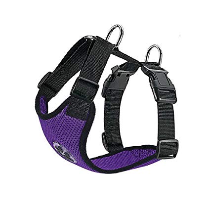 Slowton Dog Car Harness Plus Connector Strap, Multifunction Adjustable Vest Harness Double Breathable Mesh Fabric with Car Vehicle Safety Seat Belt