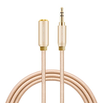 CableCreation 3.3-Feet 3.5mm Audio Extension cable, Male to Female with Premium Metal, for Smartphones, Tablets and MP3 Player, Gold Color