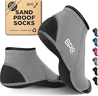 BPS New Zealand ‘Smart’ Sand Proof Water Socks 3mm Anti-Slip Neoprene Wetsuit Booties Sand Socks for Soccer Beach Sports