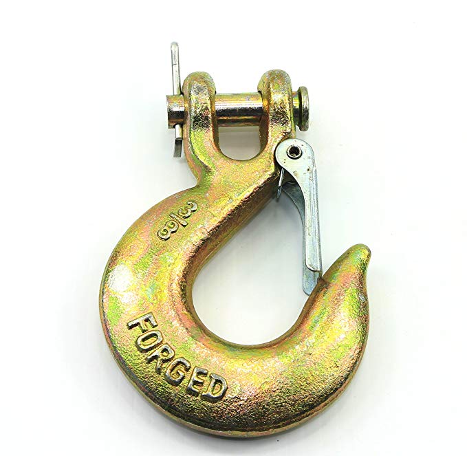 (Pack of 2) 3/8 Inch Safety Hook with Latch Forged G70 18,000 Lb Capacity