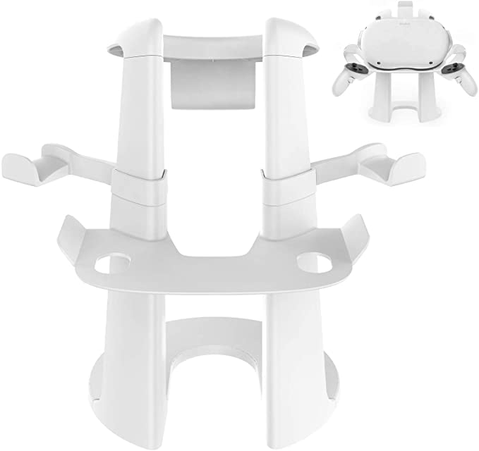 NexiGo VR Stand with Controller Holder, VR Headset Display Stand and Controller Mount Station for Oculus Quest 1/2, Oculus Rift S, Oculus Rift, White