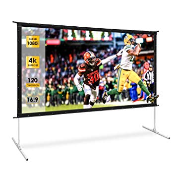 Outdoor Movie Screen, TUSY Projector Screen 120 inch, 16:9 4K Ultra HD 3D Projector Outdoor Movie with Stand-Folding Wall-Mounted Outdoor Screen for Home Theater Movies