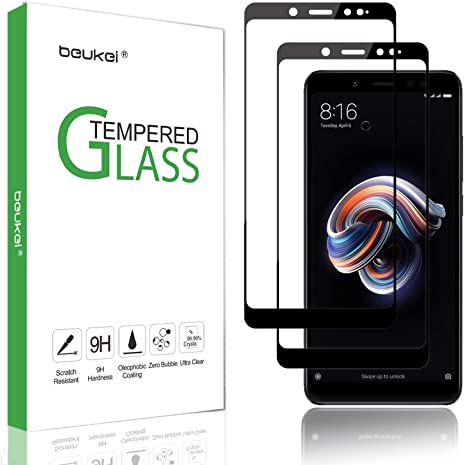 (2 Pack) Beukei for Xiaomi Redmi Note 5 / Redmi Note 5 Pro Tempered Glass Screen Protector, Glass with 9H Hardness, with Lifetime Replacement Warranty,for Redmi Note 5