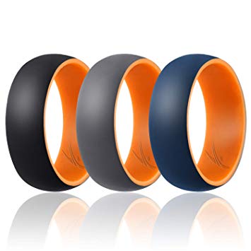 ROQ Silicone Wedding Ring for Men - 3 Packs/4 Packs & Singles - Duo Collection Silicone Rubber Wedding Bands - Classic Styles