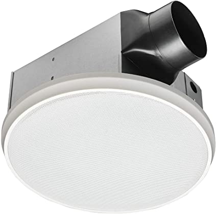 HOMEWERKS WORLDWIDE 7130-03-BT Bathroom Fan Bluetooth Speaker, Ceiling Mount Exhaust Ventilation 1.5 Sones 90 CFM, White