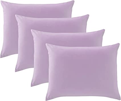 KASENTEX Zipper Soft Silky Purple Pillowcases Standard Size Set of 4 Breathable Pillow Covers - Cool Touch Pillow Cases for All Sleep Pillow Shapes (Set of 4 Standard / Queen Size 20" x 26", Purple)