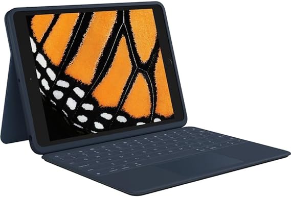 Logitech Rugged Combo 3 Rugged Keyboard/Cover Case Apple iPad (8th Generation), iPad (7th Generation) Tablet - Blue