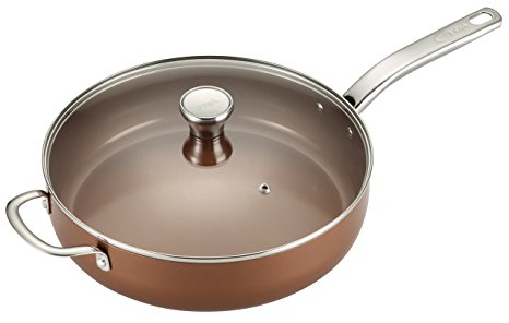 T-fal C4118274 Endura Copper Ceramic Nonstick Dishwasher Safe Cookware Jumbo Cooker, 5-Quart, Copper Ceramic