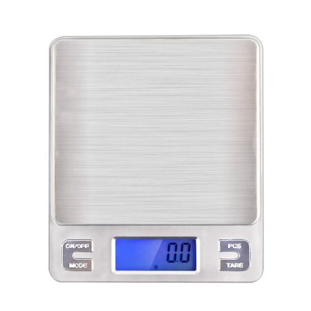 Kitchen Food Scale, DaPai 0.01oz/0.1g 3000g Digital Scale, Stainless Steel Weighing Platform, LCD Display, 6-Unit Modes,Silver
