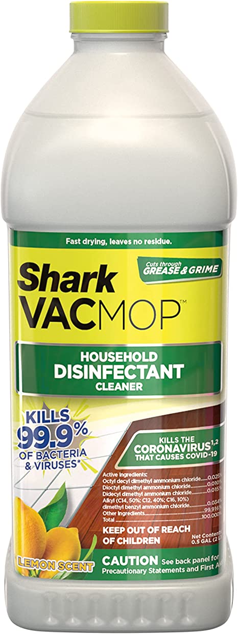 Shark VCD60 VACMOP Disinfectant Cleaner, Lemon Refill 2L Bottle, 4.2 in L x 4.7 in W x 11 in H, Clear