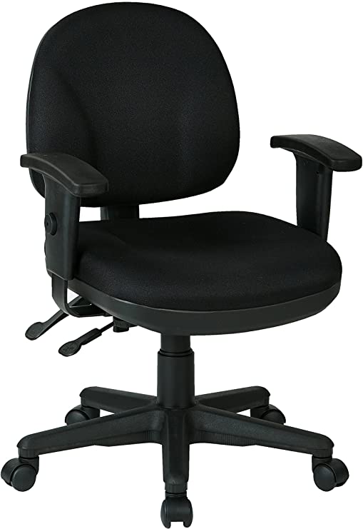 Office Star Products Ergonomic Sculptured Manager's Chair with Adjustable Arms, Icon Black Fabric