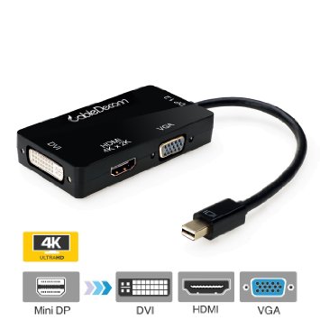 CableDeconn Multi-Function Mini Displayport (ThunderboltTM Port Compatible) to Hdmi/dvi/vga Male to Female 3-in-1 Adapter Black - Hdmi Port Supporting 4k Resolution