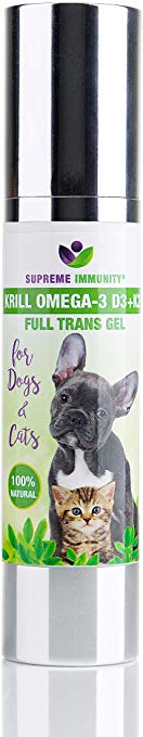 KRILL OMEGA-3 D3+K2 FULL TRANS GEL FOR DOGS AND CATS - 100% Natural - Makes bones and joints strong - clears vessels - omega3 - itching - skin allergy - immunity enhancer - antioxidant - epilepsy