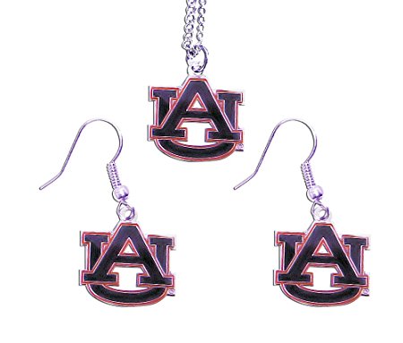 NCAA Auburn Tigers Sports Collegiate Team Logo Necklace And Dangle Earring Charm Set