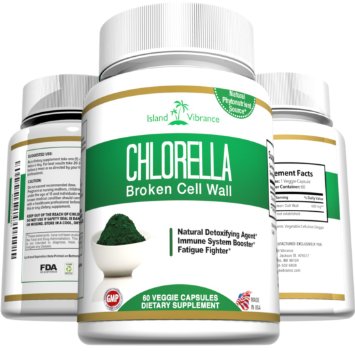 Chlorella Broken Cell Wall Algae Powder Capsules - Potent All Natural Green Superfood Supplement for Detox and Cleanse, Weight Loss, Increased Energy - 60 Vegetarian Caps, Made in USA