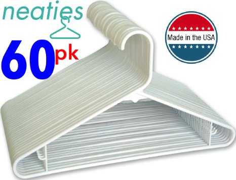 Best Standard White Hangers, USA Made Normal Impact and Long Lasting Tubular Hangers; Set of 60