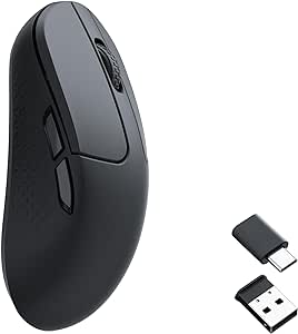 Keychron M3 Mini Wireless Gaming Optical Mouse, Tri-Mode 2.4 GHz/Bluetooth 5.1/Wired, PixArt PAW 3395 Sensor, 26000 DPI, LED RGB Backlit, Lightweight Programmable Macro Button for Windows/Mac - Black