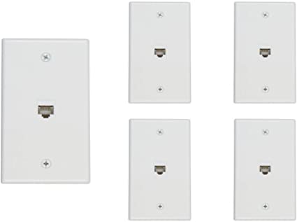 Buyer's Point 1 Port Cat6 Ethernet Wall Plate, Female-Female White (5, 1 Port)