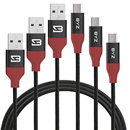 TOBETB 3 Pack 4ft Micro USB Cable for Android Devices Black