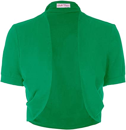 Belle Poque Women's Short Sleeve Shrug Open Front Cotton Cardigan Bolero Jacket…