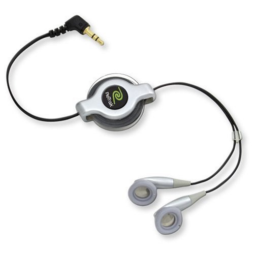 ReTrak Retractable Stereo Earbuds, Silver (ETAUDIOEB)