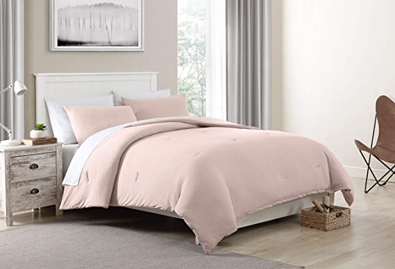 Morgan Home Fashions Jersey Knit Comforter Set- Soft Cozy and Lightweight Keeps You Warm and Comfortable All Year (Soft Pink, Full/Queen)