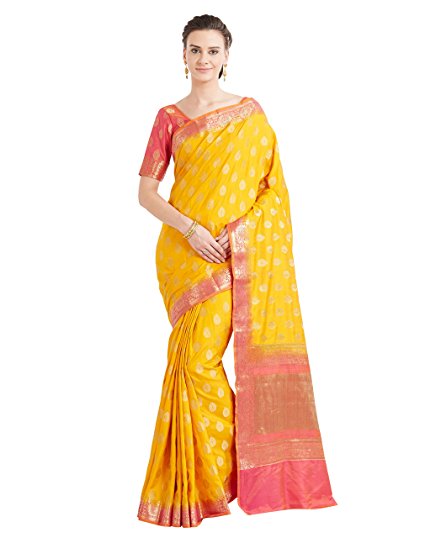 Viva N Diva Sarees for Women's Banarasi Latest Design Banarasi Art Silk Saree with Un-Stiched Blouse Piece,Free Size