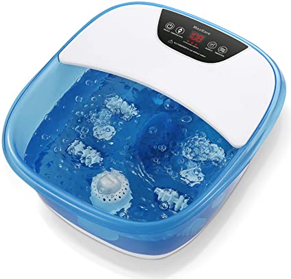 Foot Spa Bath Massager with Heat, Bubbles, Vibration and Pedicure Grinding Stone for Exfoliating, Upgraded Touchscreen Panel Easy to Adjustable Temperature with 4 Mechanical Massage Rollers to Warm and Relax Feet for Home Use