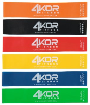 4 KOR Fitness Set of 6 Fitness Bands 12 x 2 with Case and Booklet