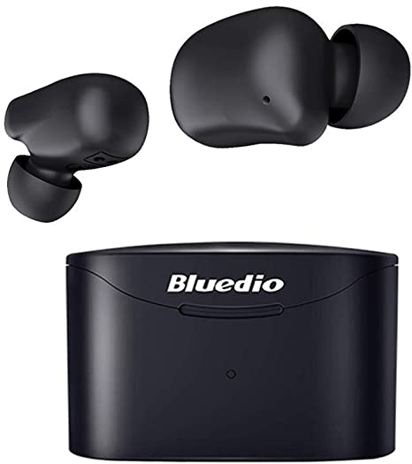 Bluedio True Wireless Earbuds TE2 with Charging Case Built-in Mic, TWS Bluetooth 5.0 Earphones with Touch Control/Face Recognition /6mm Driver /IPX6 Waterproof for Sports for Android/iOS (TE2)