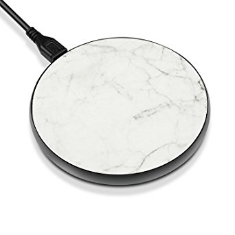 TNP Fast Wireless Charger - QI Wireless Fast Charging Pad Stand Station Dock for iPhone X iPhone 8 / 8 Plus Samsung Galaxy Note 8 S8 S8 Plus S7 S6 Edge Note 5 & All Qi Enabled Devices (Marble White)