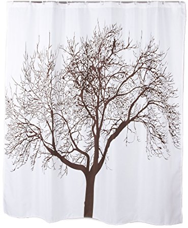 70" X 72" Polyester Fabric Mocha Tree Shower Curtain