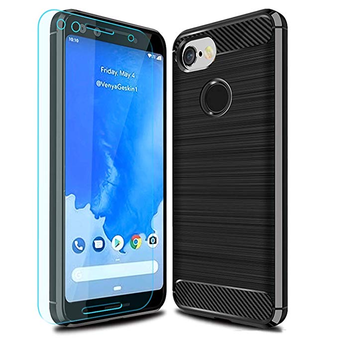 Google Pixel 3 Case with HD Screen Protector Thinkart Frosted Shield Luxury Slim Design for Google Pixel 3 Phone (Black)