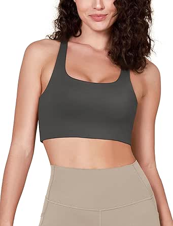 ODODOS Racerback Sports Bra for Women Non Padded Double Layer Yoga Tank Workout Crop Tops