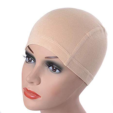 Bamboo Fiber Wig Cap Comfortable Elastic Wig Cap Wearing under Wigs (Beige)