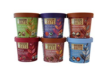 Modern Oats Premium Organic Oatmeal Cups, 6 Flavor Variety Pack (6 Cups) 1 Cup Each Flavor: 5 Berry, Apple Walnut, Goji Blueberry, Nuts & Seeds, Vermont Maple, Coconut Almond - Non-GMO, Gluten-Free