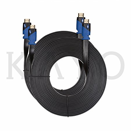 FLAT HDMI Cable - 25 FT (2-Pack) High Speed HDMI Cable (7.6m) Flat Wire - CL3 Rated, Supports 4K,3D,HD,2160p,1080p,Ethernet with Audio Return (Latest Standard) -HDCP 2.2 Compliant  Cable Tie