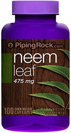 Piping Rock Neem Leaf 475 mg 100 Quick Release Capsules Dietary Supplement