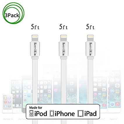 KerrKim Lightning Cable and Sync Charging Cord for iPhone 7,7 Plus,6,6 Plus,SE,5S,5,iPad,iPad Pro,iPod Nano 7(3-PACK)