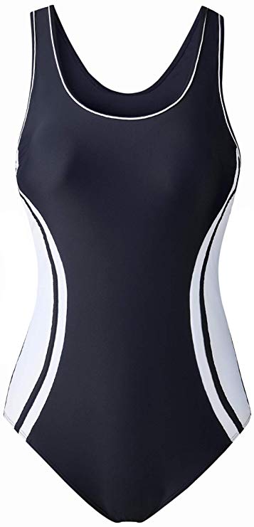 EBMORE Womens One Piece Swimsuit Bathing Suit for Athletic Sport Training Exercise