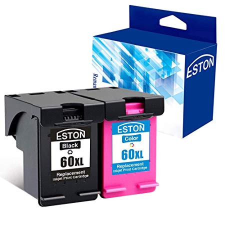 ESTON Remanufactured Ink Cartridge Replacement for HP 60 XL HP 60XL CC641WN CC644WN High Yield Combo Pack (1 Black | 1 Tri-Color)