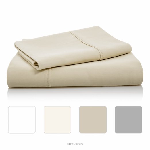 LINENSPA 800 Thread Count Cotton Blend Wrinkle Resistant Sheet Set - Sand - Queen Size