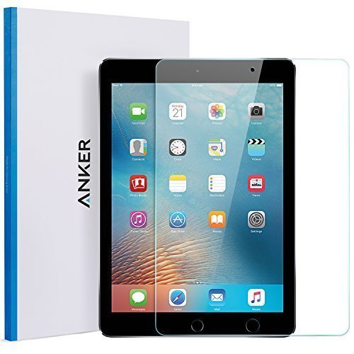 New iPad 9.7in (2017)/ iPad Pro 9.7in / iPad Air 2 / iPad Air Glass Screen Protector, Anker Premium Tempered Glass Screen Protector for iPad Pro 9.7 / Air / iPad Air 2 with 9H Hardness and Easy Installation