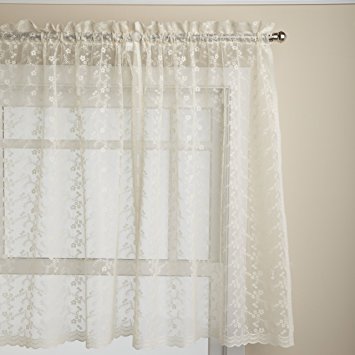 Lorraine Home Fashions Priscilla 60-inch x 36-inch Tier Curtain Pair, Ivory