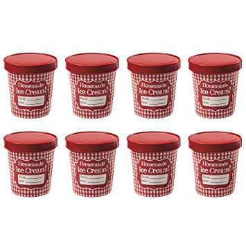 (8) Hamilton Beach 68750 1 Pint Ice Cream Storage Tubs